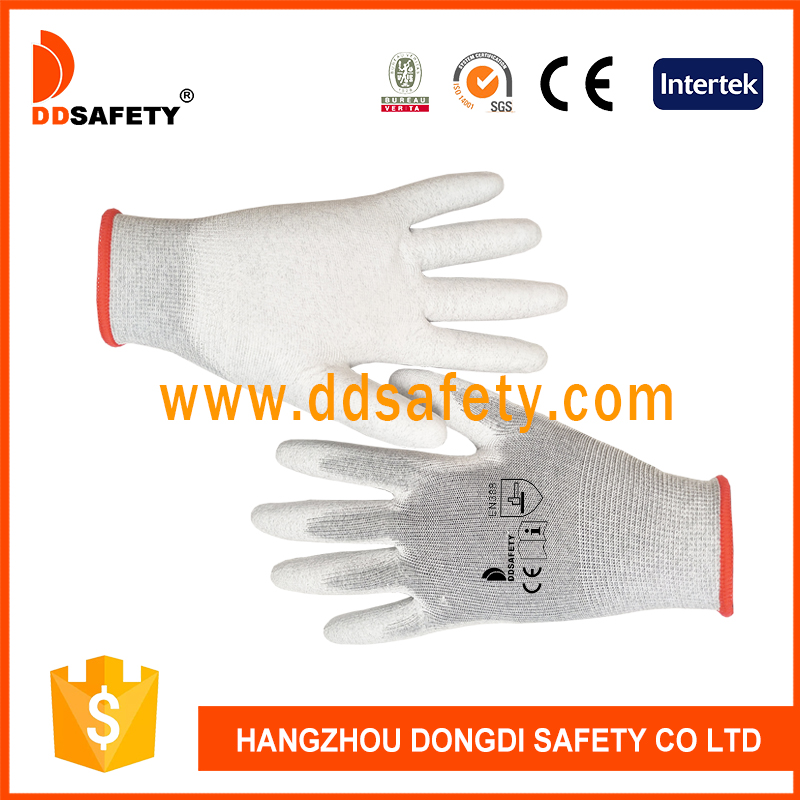 White Carbon fiber with PU coated gloves-DPU210